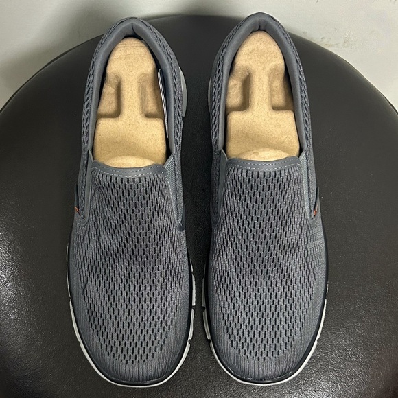 Skechers Charcoal Gray Orange Equalizer Double Play Slip On Fabric Memory Foam - Picture 2 of 15